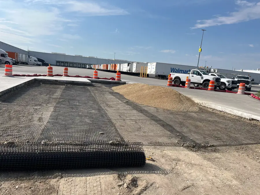 Old pavement removed at a Walmart truck dock, ready for new concrete